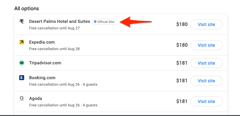 Google Search free hotel booking links launch